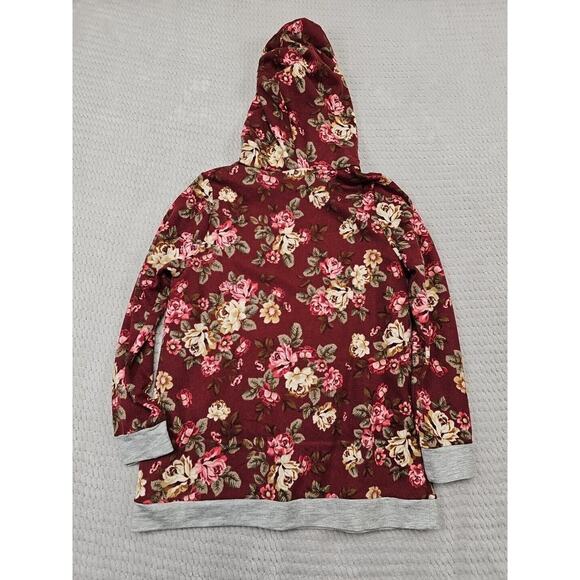 Pomelo Shirt Girls Small Floral Print Hooded Pullover Pocket - Picture 6 of 7